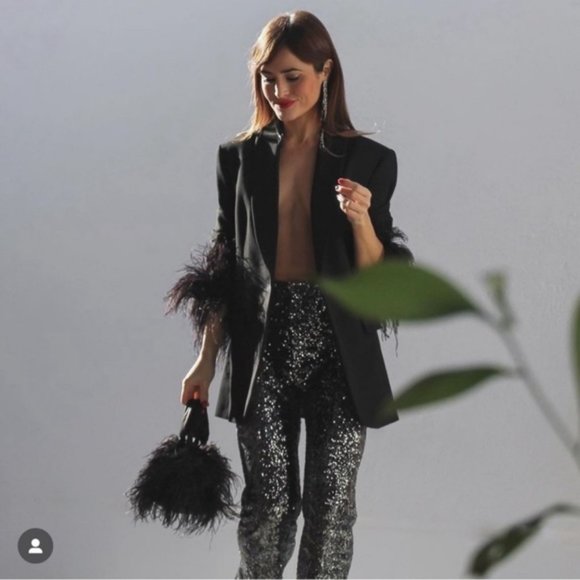 ZARA FLARED SEQUIN LEGGINGS - Picture 9 of 13